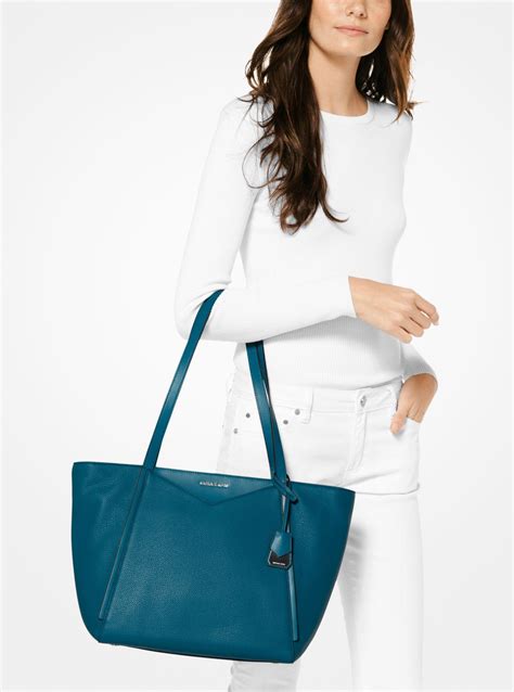 michael kors whitney teal bag|whitney large leather tote bag.